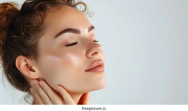 Portrait of a beautiful young woman with curly hair and freckles