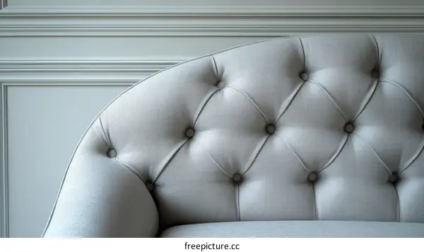 Elegant Light Gray Button Tufted Sofa Back Detail