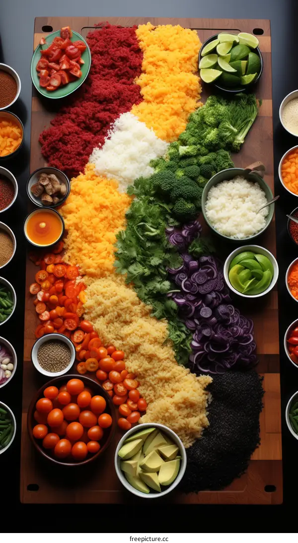 Vibrant Assortment of Ingredients on a Wooden Surface