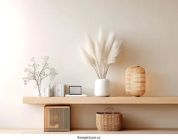 Modern Boho Style Home Decor Shelf Scene