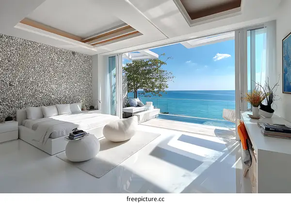 Modern Coastal Bedroom with Ocean View