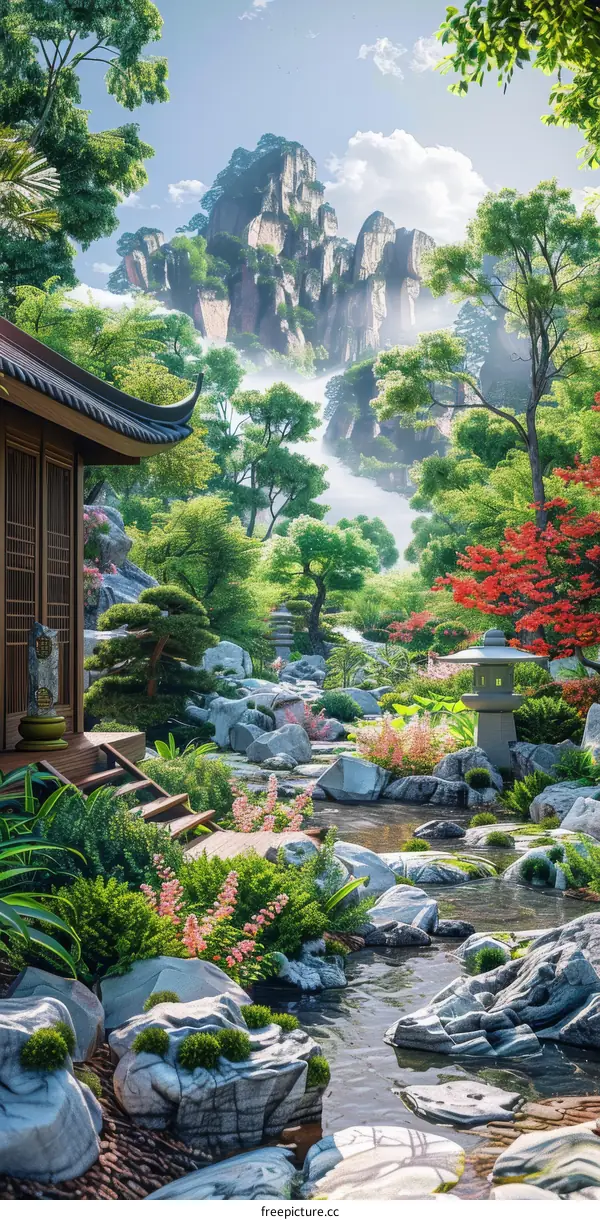 Serene Mountain Landscape in Mist