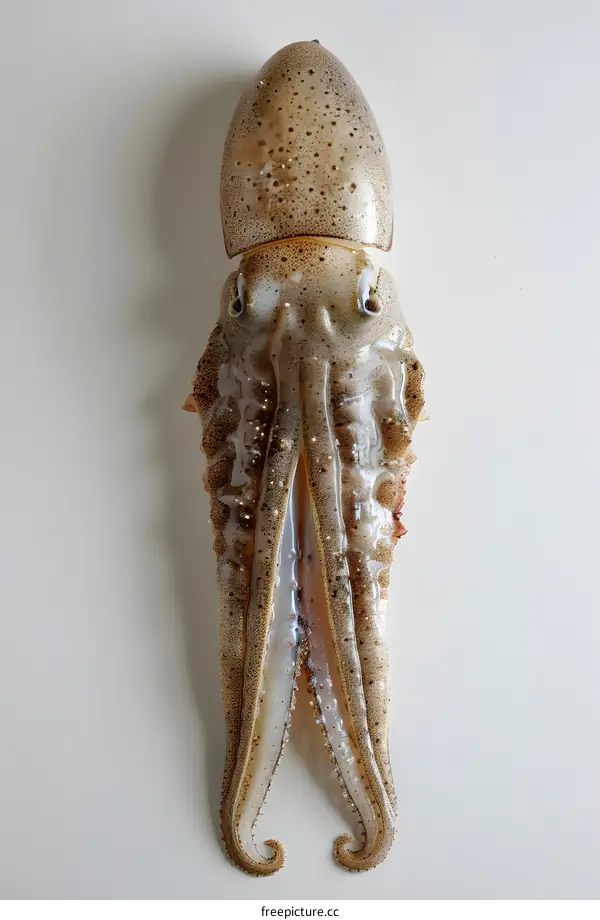 Close-up of a squid on a white background