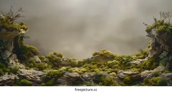 Close Up View of a Lush Moss Covered Landscape