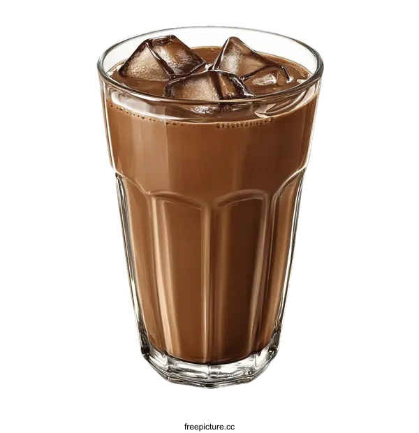 [Transparent Background PNG]Chocolate Drink in Glass with Ice