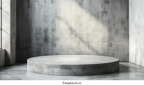 Empty Concrete Display Podium Interior Scene