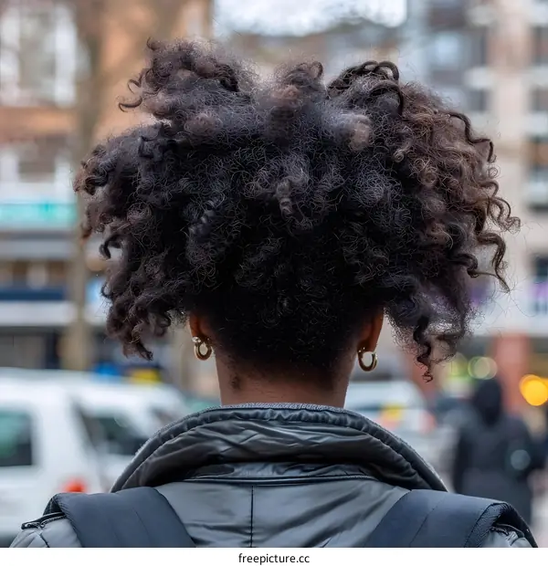 Back of a Black Woman With Curly Hair