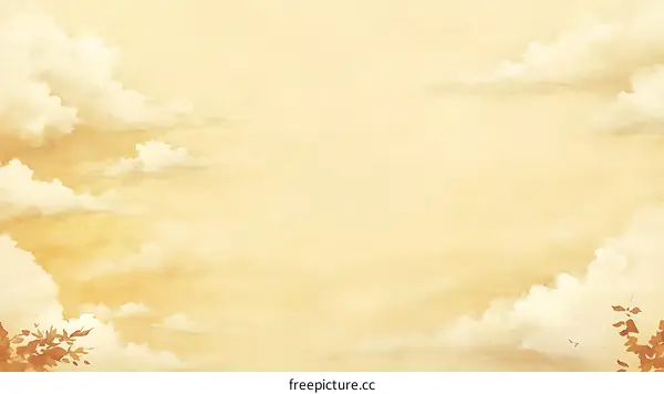 Pastel Sky Background with Clouds and Subtle Trees