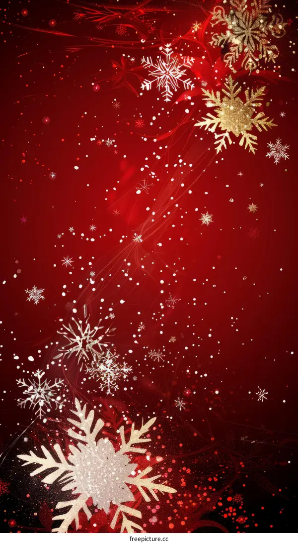 Red and White Snowflake Pattern on a Red Background