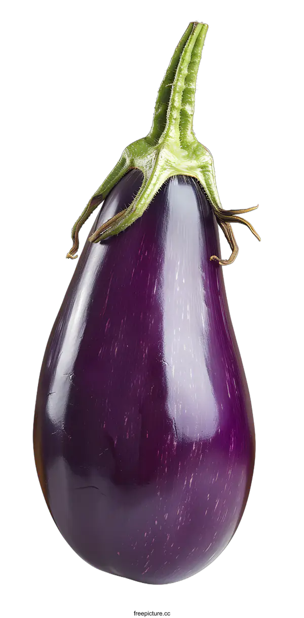 [Transparent Background PNG]Single Fresh Purple Eggplant Isolated on White Background