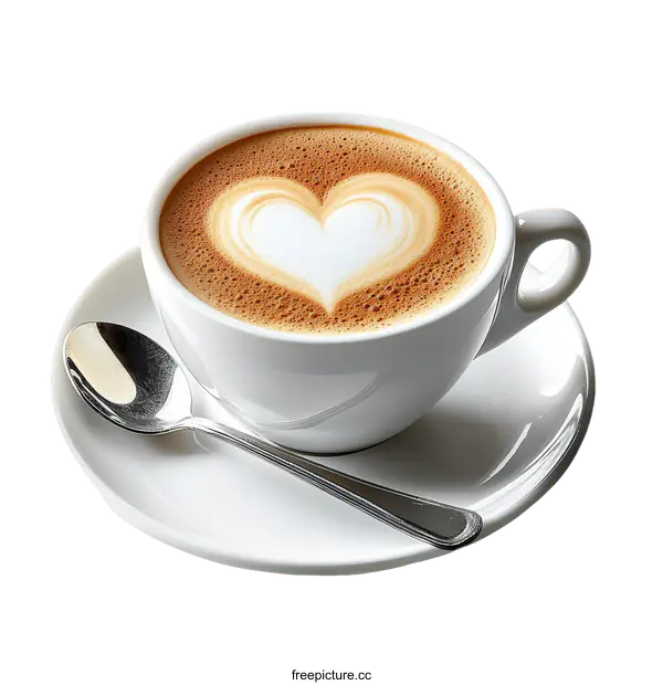 [Transparent Background PNG]Aromatic Heart-Shaped Latte Art Coffee