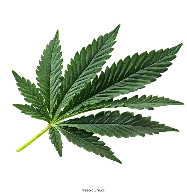 [Transparent Background PNG]Close-up of a Marijuana Leaf