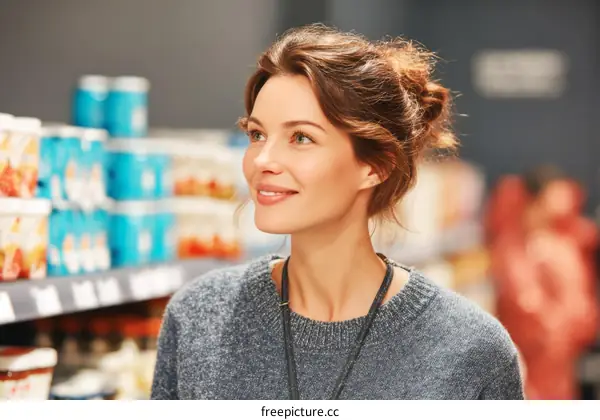 Woman Shopping in a Grocery Store