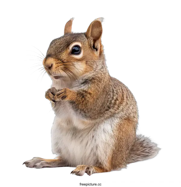 [Transparent Background PNG]Cute Squirrel Sitting on White Background