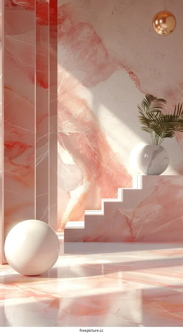 Pink Marble Interior Design Illustration