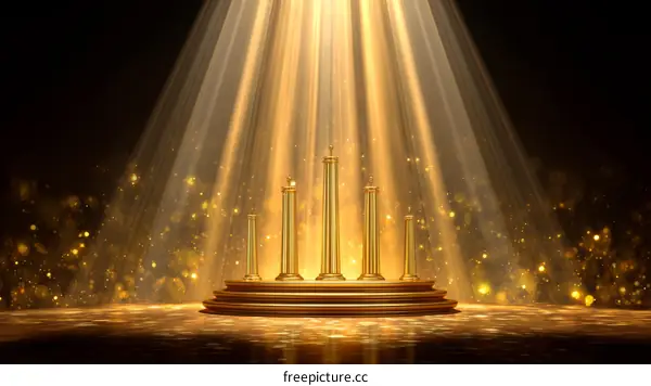 Golden Award Stage Illustration with Spotlight