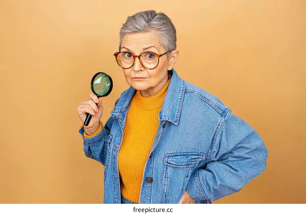 Senior Woman with Magnifying Glass