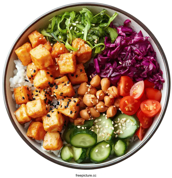 [Transparent Background PNG]Delicious Tofu and Vegetable Bowl