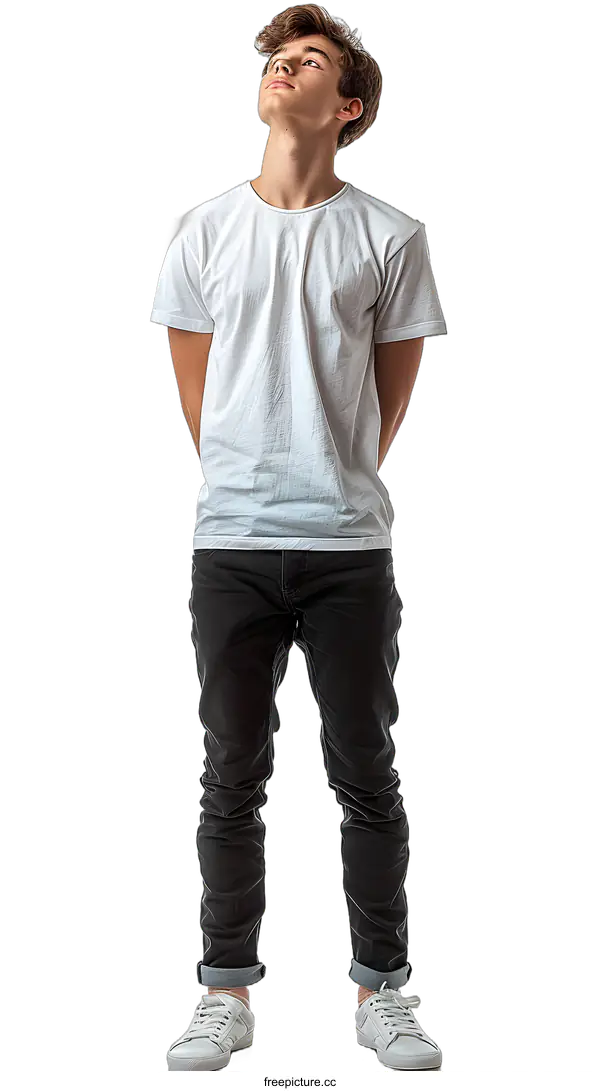 [Transparent Background PNG]Portrait of a Young Man Looking Up