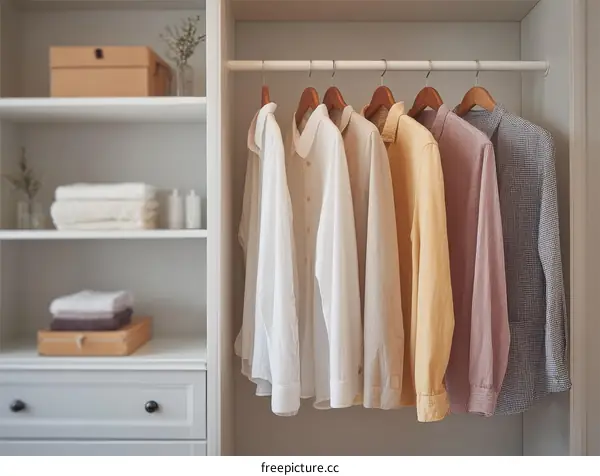 Wardrobe with Colorful Shirts