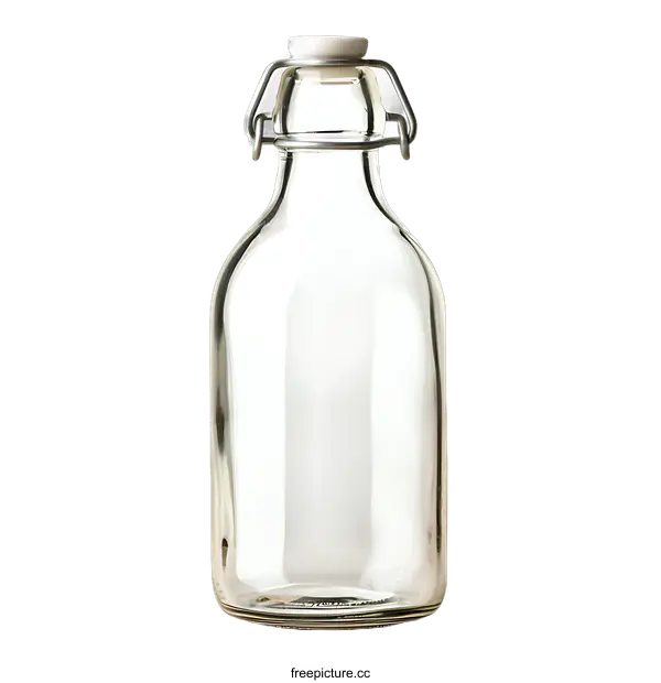 [Transparent Background PNG]Empty Glass Bottle with Metal Lid