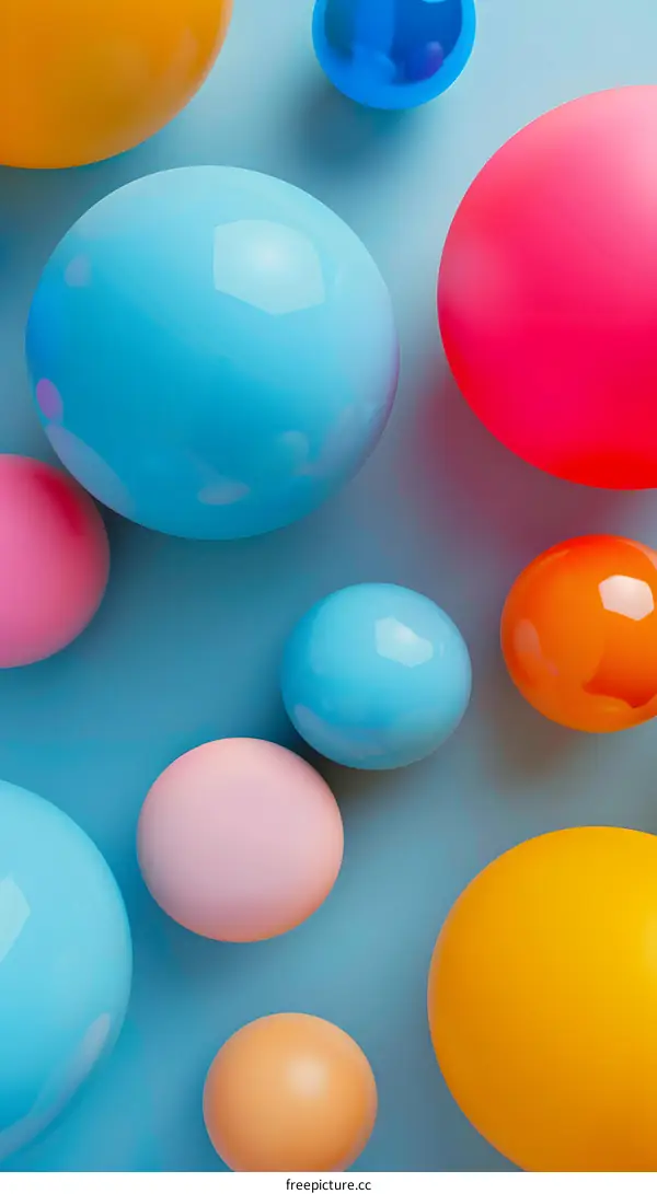 Abstract Colorful Balls on Blue Background