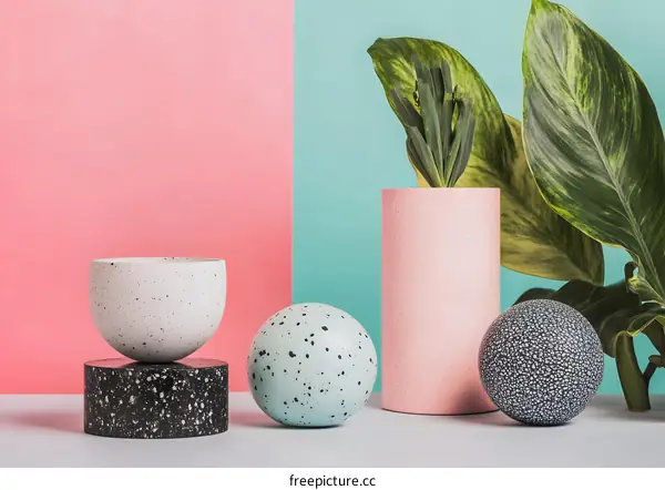 Pink and Blue Speckled Decorative Objects