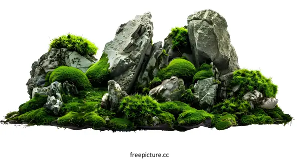 Green Moss and Stone Mountain Landscape