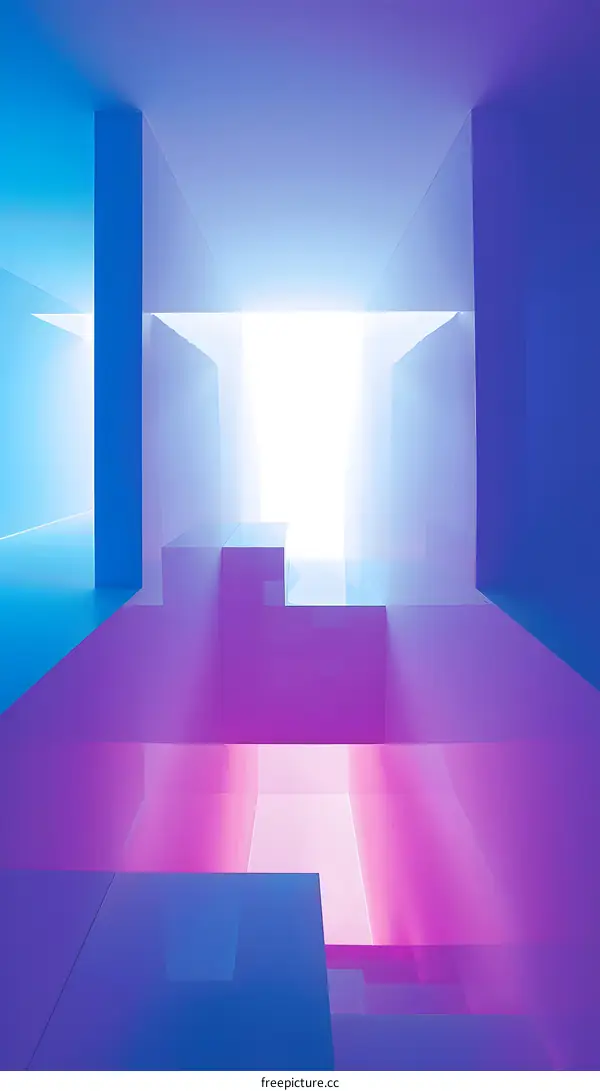 Abstract Minimalist 3D Geometric Design With Pink And Blue Colors