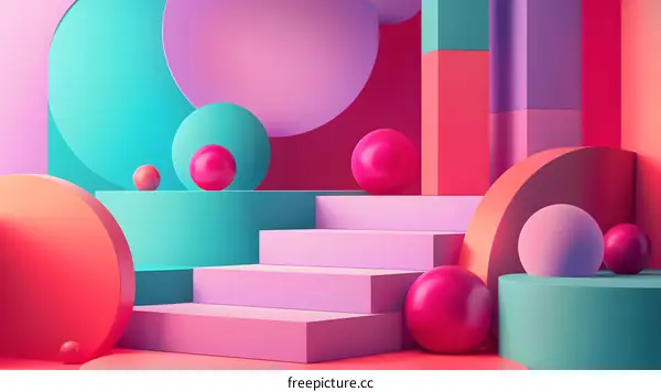 Abstract Background with Geometric Shapes and Spheres