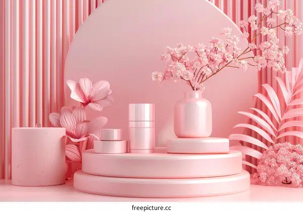 Pink Aesthetic Cosmetic Product Display