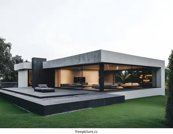 Modern House Design with Large Glass Windows
