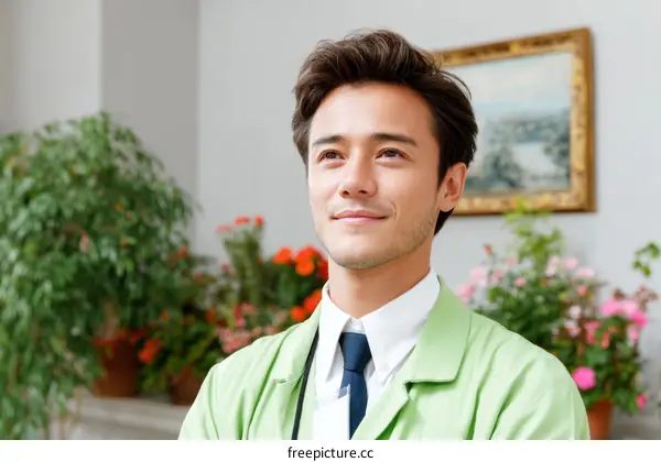 Asian Man Posing in a Gallery Setting