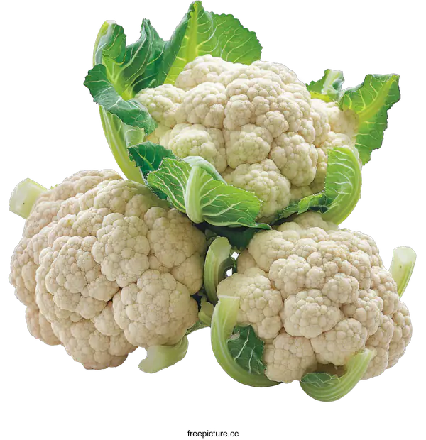 [Transparent Background PNG]Three Fresh Cauliflowers on transparent background