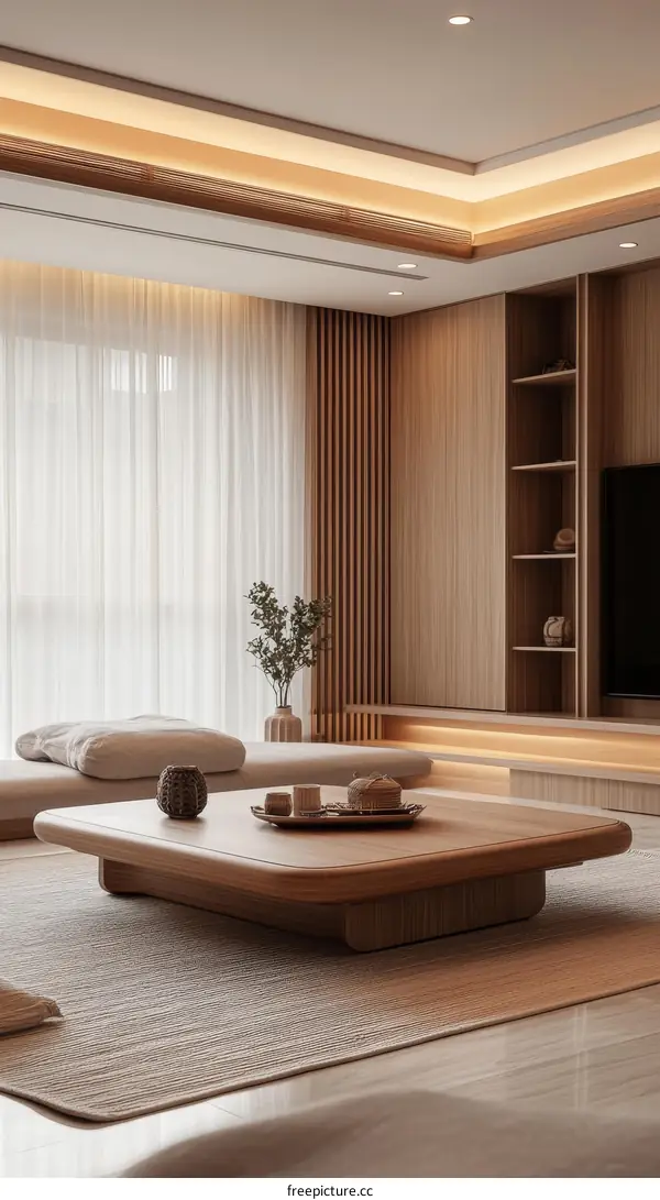 Modern Minimalist Wooden Living Room Interior Design