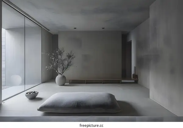 Minimalist Interior Design with Natural Light and a Zen Garden View