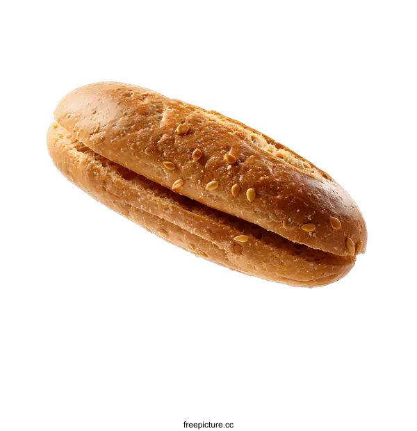 [Transparent Background PNG]Freshly baked baguette with sesame seeds isolated on white background