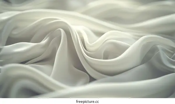 Close-up of white silk fabric with waves