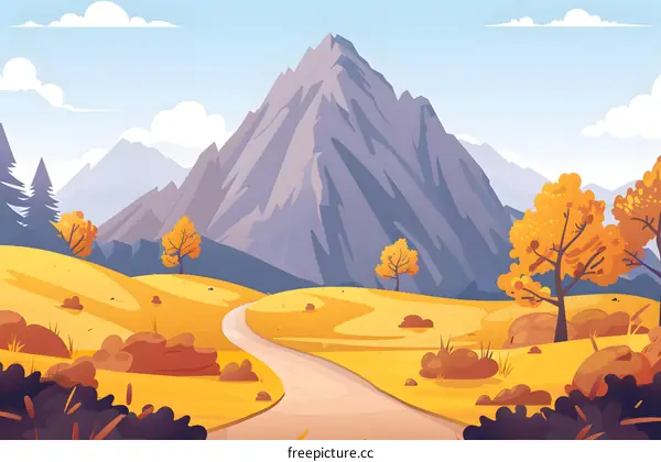 Autumn Mountain Landscape with Path