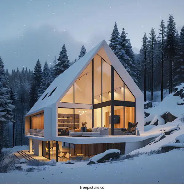 Modern Architecture House In Winter Landscape