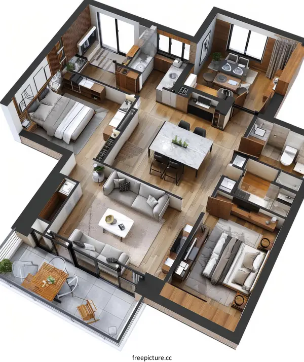 Modern Apartment Isometric View