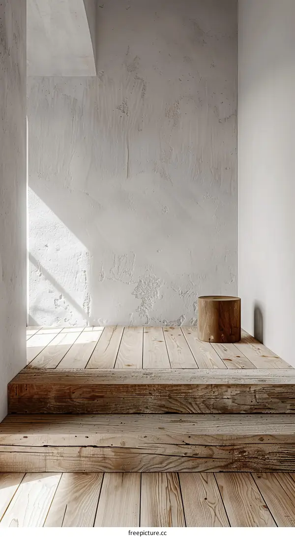 White Wall and Wooden Floor Interior Design