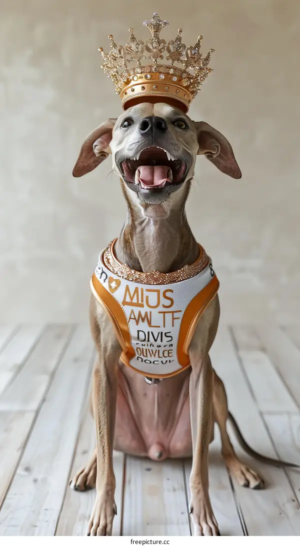 A Smiling Dog Wearing a Crown