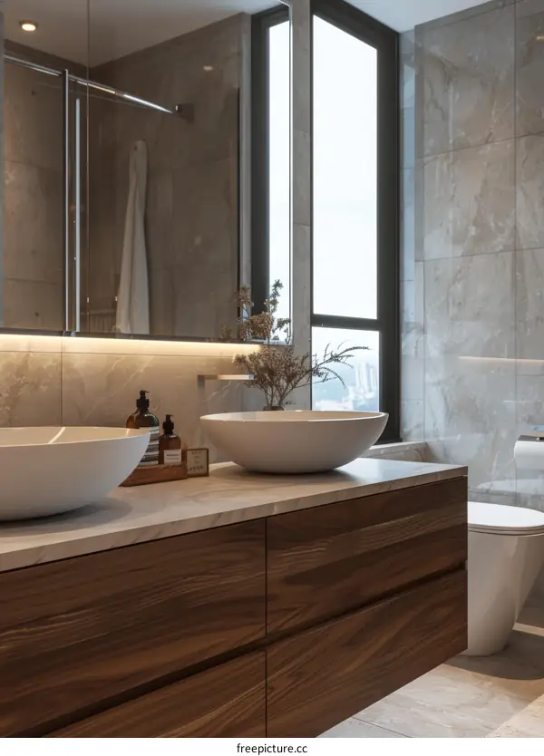 Modern Contemporary Bathroom Vanity with Double Sinks