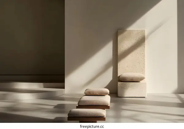 Minimalist Beige Cushions and Bench in a Modern Room