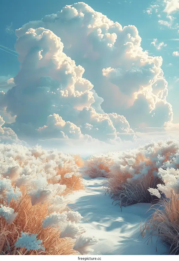 Snowy Field with a Path