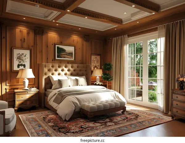 Wooden Bedroom in a Luxury Villa