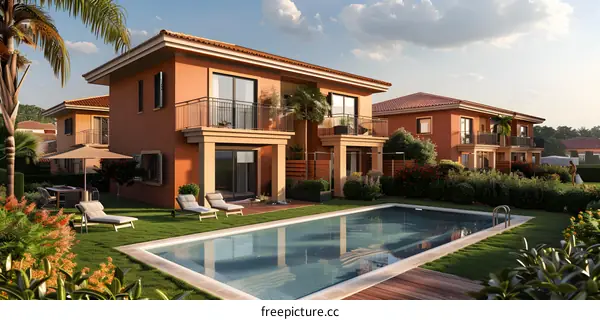 Two-story house with pool