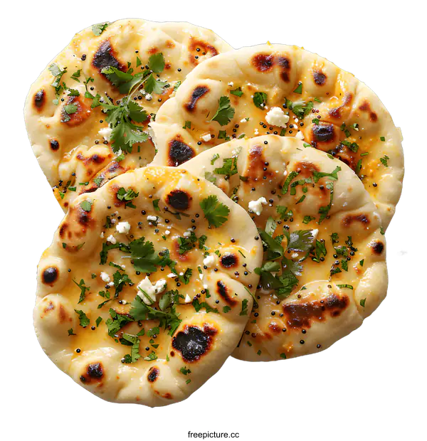 [Transparent Background PNG]Four pieces of naan bread