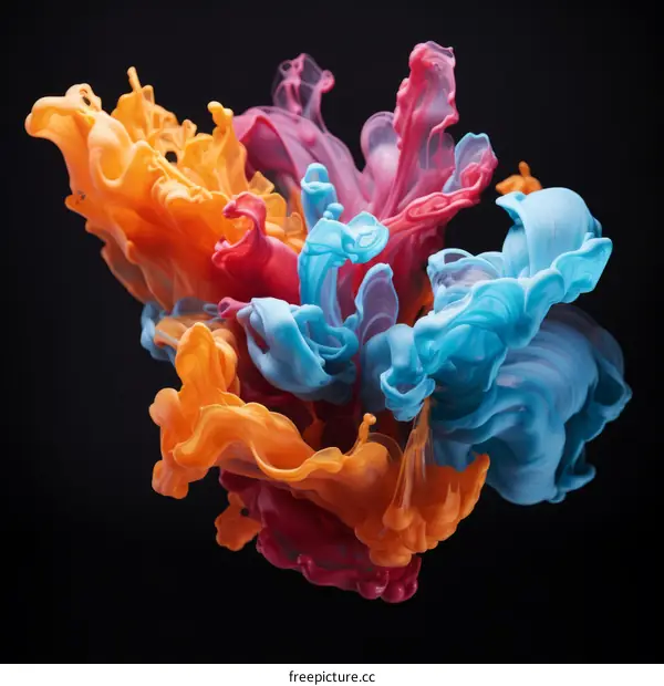 Colorful abstract 3D rendering of liquid, looks like flower